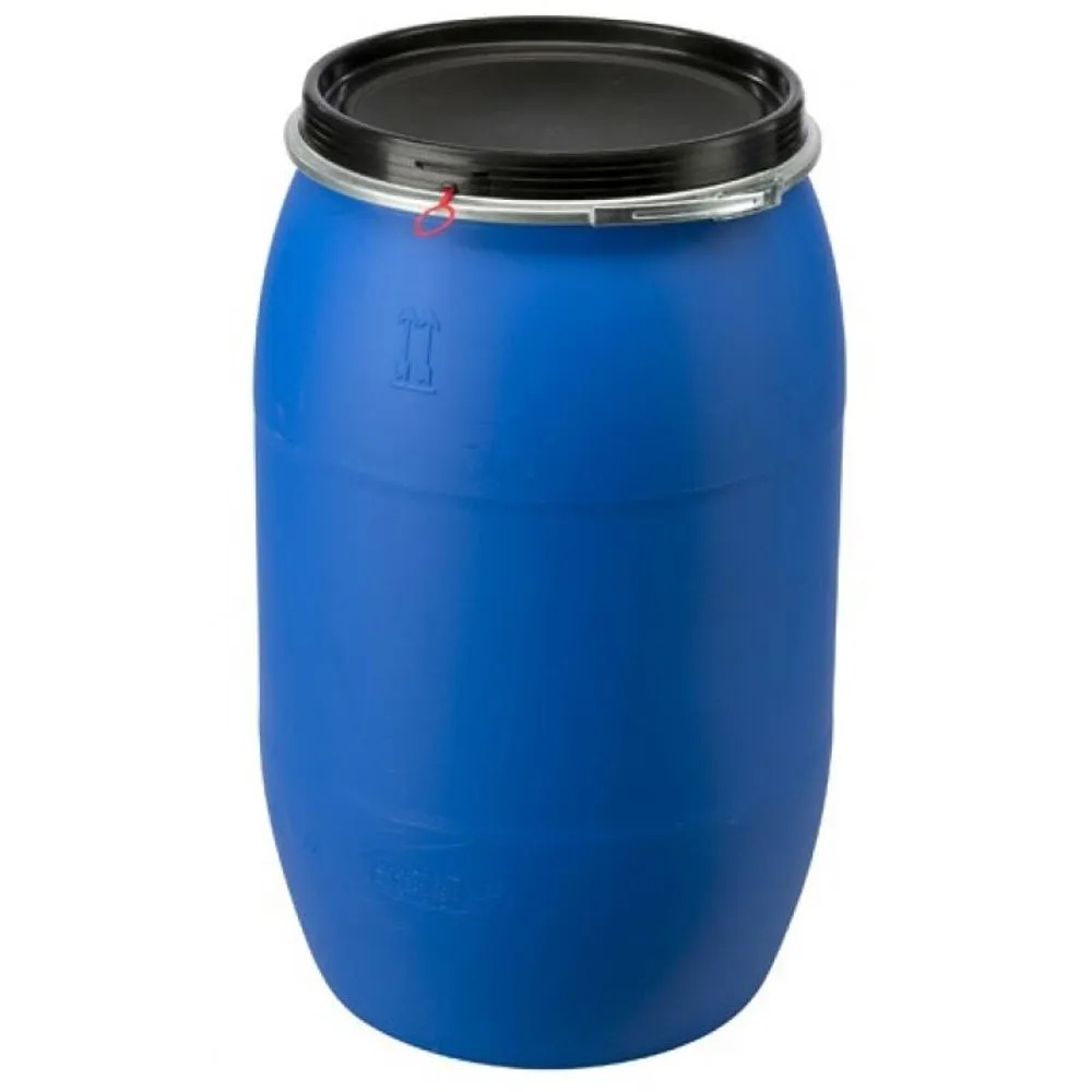 Бочка пластиковая 170 литров (непищевая) синяя с кольцом от интернет-магазина santehnicplus.ru 