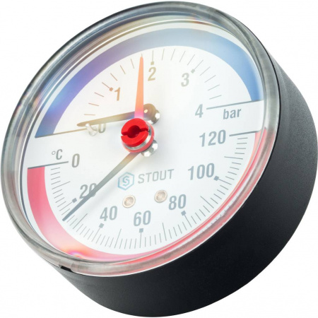 Термоманометр STOUT аксиал. ф80мм 1/2 bar 0-4 t 0-120 от интернет-магазина santehnicplus.ru 